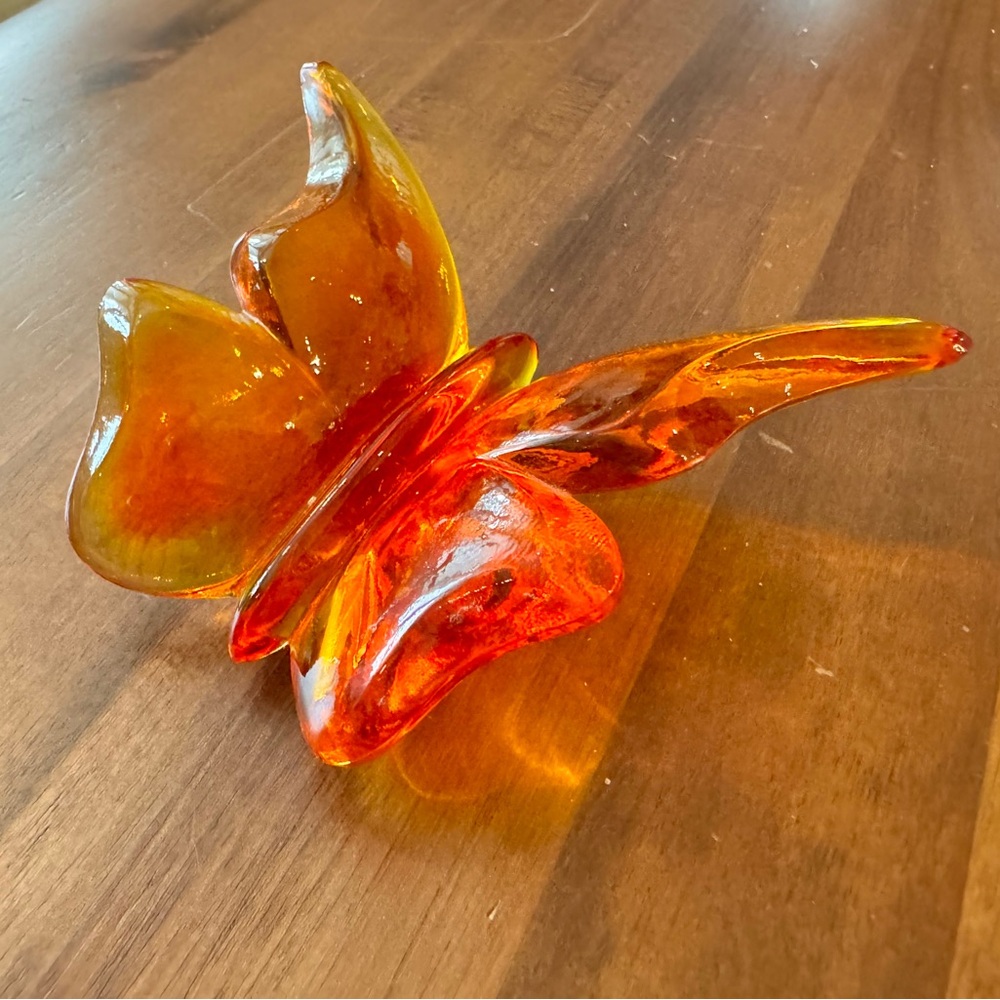 Vintage Lucite Orange Butterfly Sculpture - Picture 3 of 8